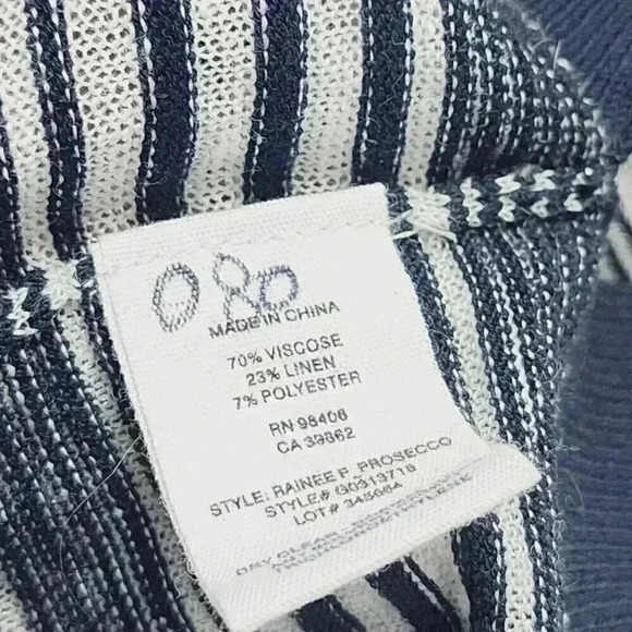 Theory Linen Blend Sweater Women's S Crewneck Striped 3397 - Picture 7 of 8